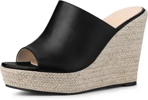 Perphy Open Toe Espadrille Wedge Heel Platform Slide Sandal for Women