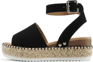 Platform Espadrille Stitch) Soda Blk Nbpu Strap (Whipped Ankle Sandal Seamless integration Topic On-sale Heel