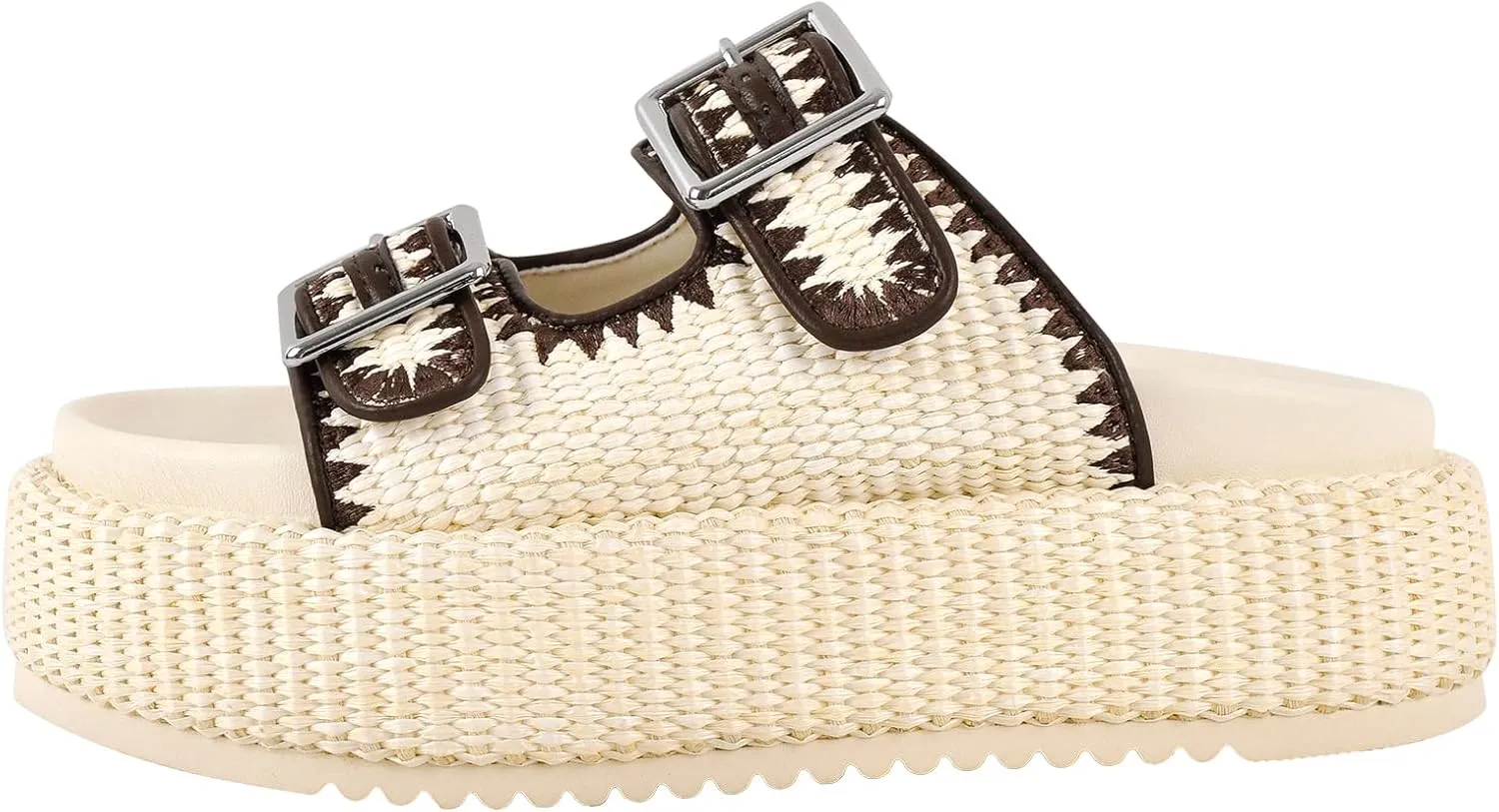 Platform Sandals for Women Espadrille Wedges Summer Beach Comfortable Open Toe Cute Woven Straw Crochet Vacation Slides Mules Casual
