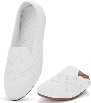 poemlady Women’s Ballet Flat Dress Knit Round Toe Slip On Ballerina Walking Shoes for Womam Casual Comfort Soft