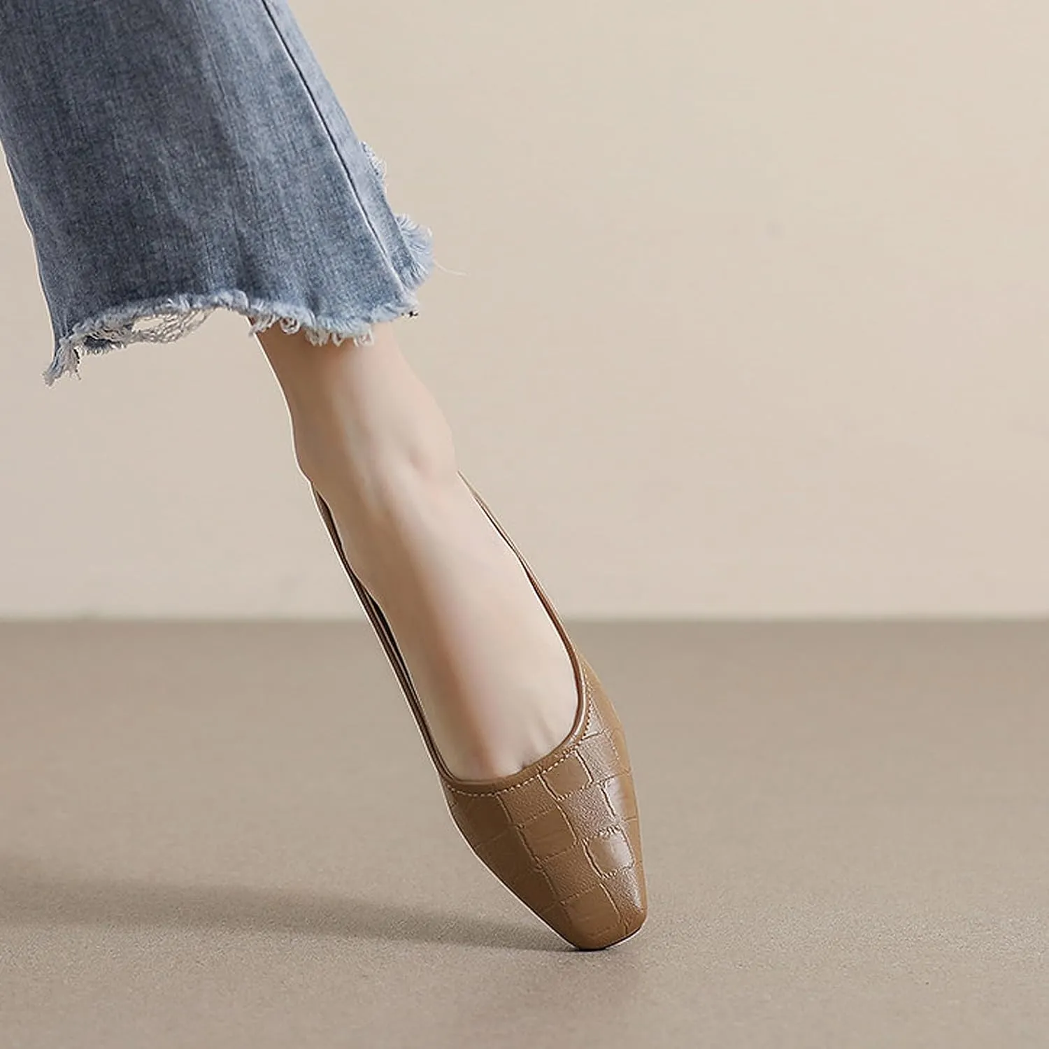 Pointed Toe Women’s Slip-On Shoes Thick Heels Soft Sole Leather Shallow Opening Pumps Dress Practical Clubbing Work Office Party Wedding Courts Comfort
