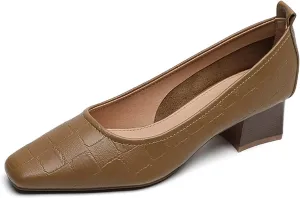 Pointed Toe Women’s Slip-On Shoes Thick Heels Soft Sole Leather Shallow Opening Pumps Dress Practical Clubbing Work Office Party Wedding Courts Comfort
