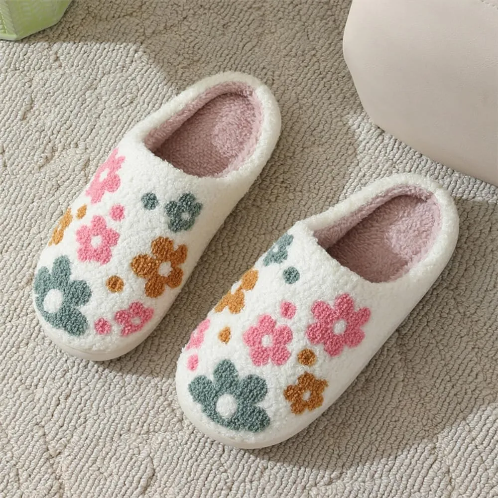 Premium Comfort Thermal Colorful Designs Non Slip Women's Fuzzy House Slippers Indoor Soft Warm Cute Kawaii Shoes