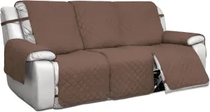 PureFit Water Resistant Reversible Sofa Covers for Reclining Sofa 3 Seat - Non Slip Split Recliner Couch Cover for 3 Cushion Couch, Washable Furniture Protector for Kids, Dogs (3 Seat, Brown/Beige)