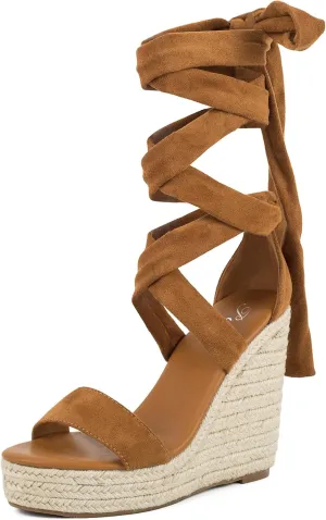 Putu Vacation Wedge Sandals for Women,Espadrilles Platform Beach Sandals,Sexy Tie up Strappy Sandals