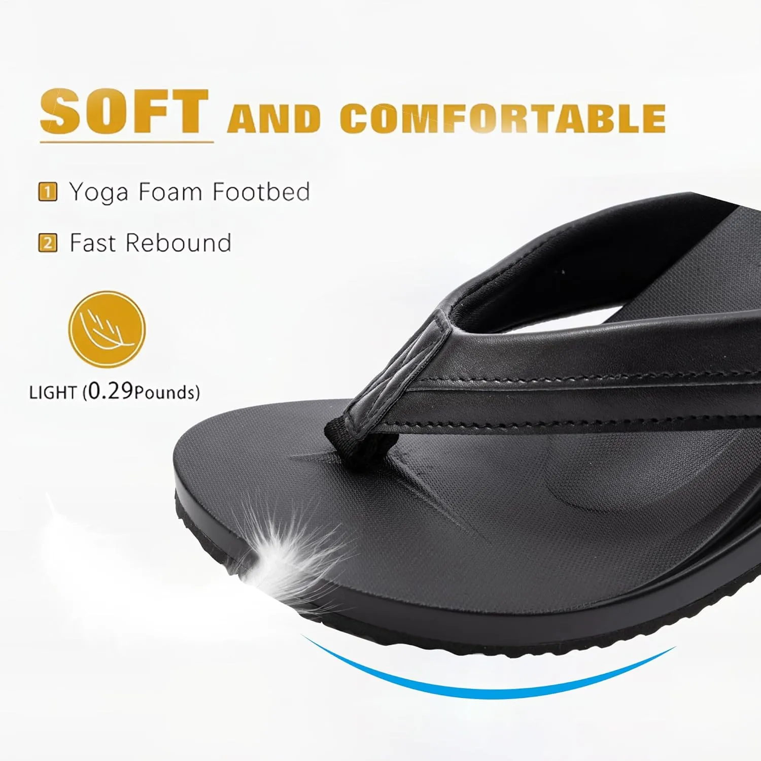 QIGEGE Flip Flop For Men with Arch Support Ultra Soft Cushion Footbed Slip On Lightweight Comfortable Thick Yoga Mat Thong Sandals Beach Thong Slides