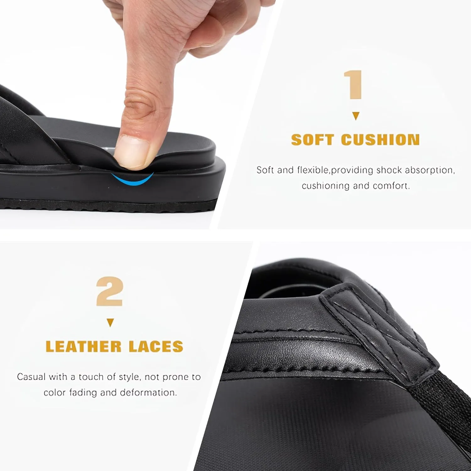 QIGEGE Flip Flop For Men with Arch Support Ultra Soft Cushion Footbed Slip On Lightweight Comfortable Thick Yoga Mat Thong Sandals Beach Thong Slides