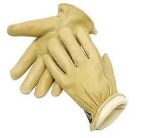 Radnor Small Tan Pigskin Thinsulate Lined Cold Weather Gloves With Keystone Thumb, Slip On Cuffs, Color Coded Hem And Shirred Elastic Wrist
