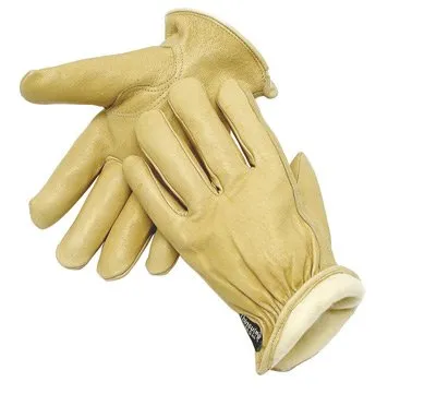 Radnor Small Tan Pigskin Thinsulate Lined Cold Weather Gloves With Keystone Thumb, Slip On Cuffs, Color Coded Hem And Shirred Elastic Wrist