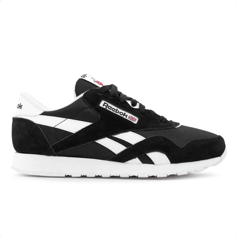 Reebok Men's Classic Nylon Trainers, Cblack Ftwwht Ftwwht, 4