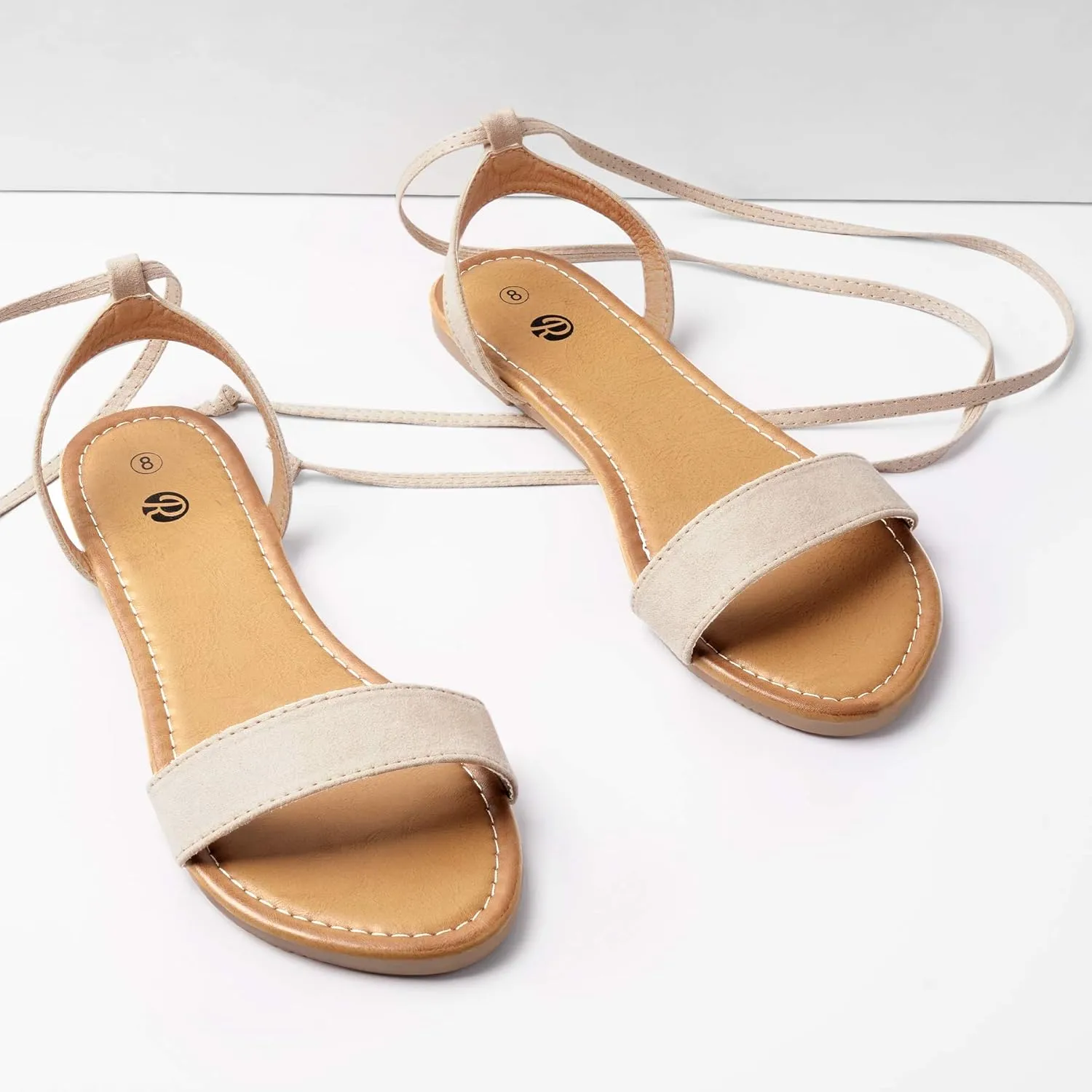 Rekayla Open Toe Tie Up Ankle Wrap Flat Sandals for Women