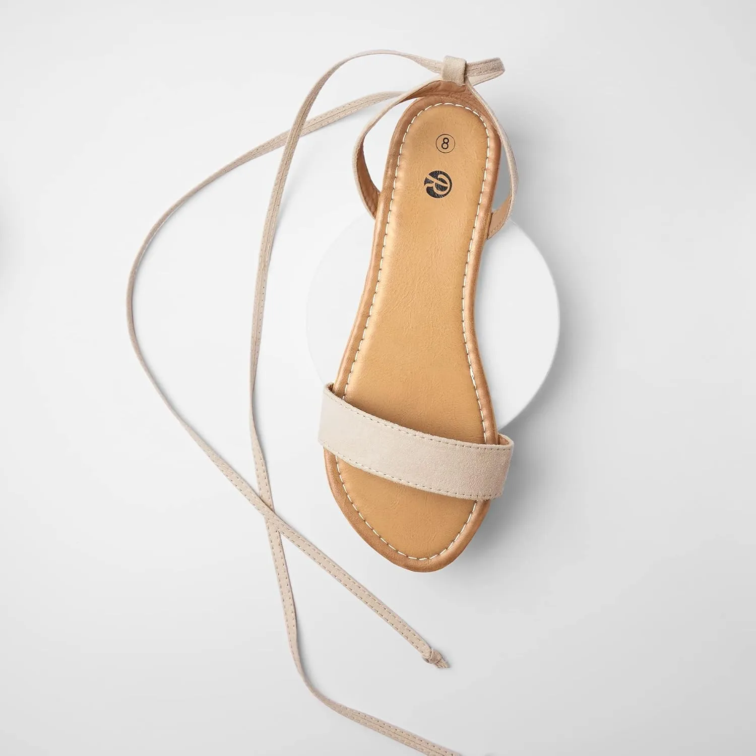 Rekayla Open Toe Tie Up Ankle Wrap Flat Sandals for Women