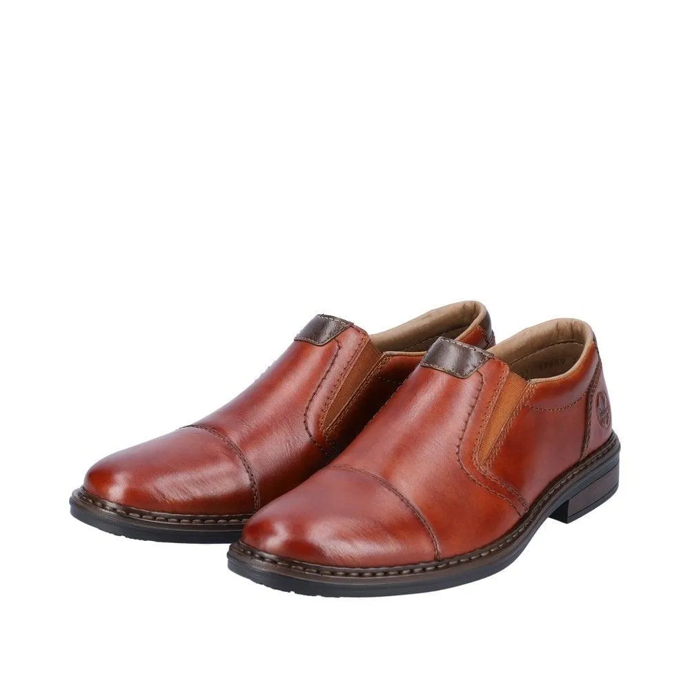Rieker Mens 17659-23 Slip On Brown Leather Extra Wide Fit Shoes