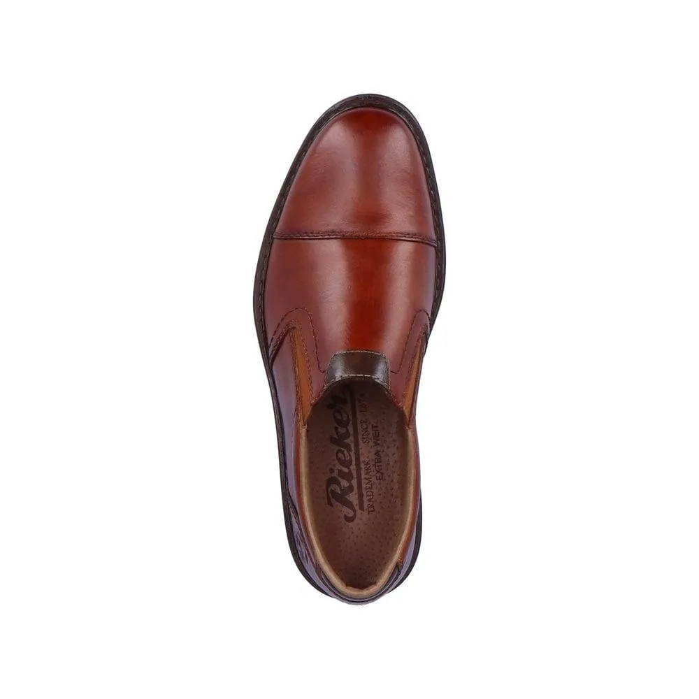 Rieker Mens 17659-23 Slip On Brown Leather Extra Wide Fit Shoes
