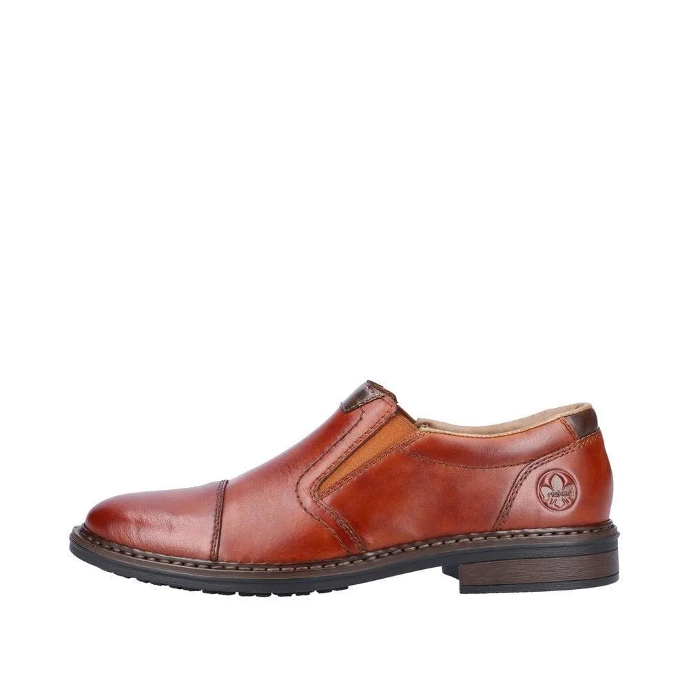 Rieker Mens 17659-23 Slip On Brown Leather Extra Wide Fit Shoes