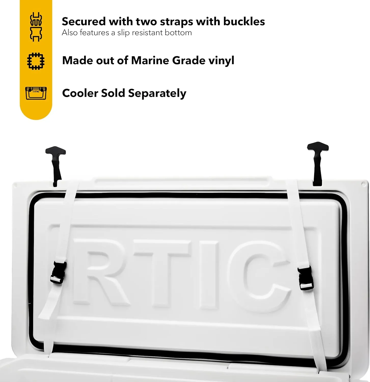RTIC Ultra-Tough Cooler Seat Cushion, Great for Family Travels, Boating Or Hunting, Easy Clean Vinyl, Buckle Fastening and Anti Slip