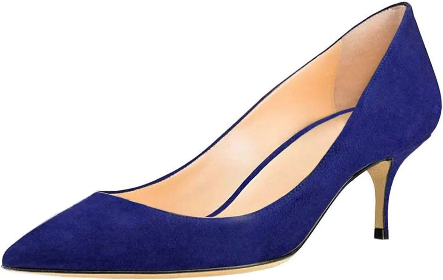 SAMMITOP Women's Kitten Heel Pumps,Pointed Toe Slip On Shoes,Ladies Office Daily Dress Pumps 6.5CM