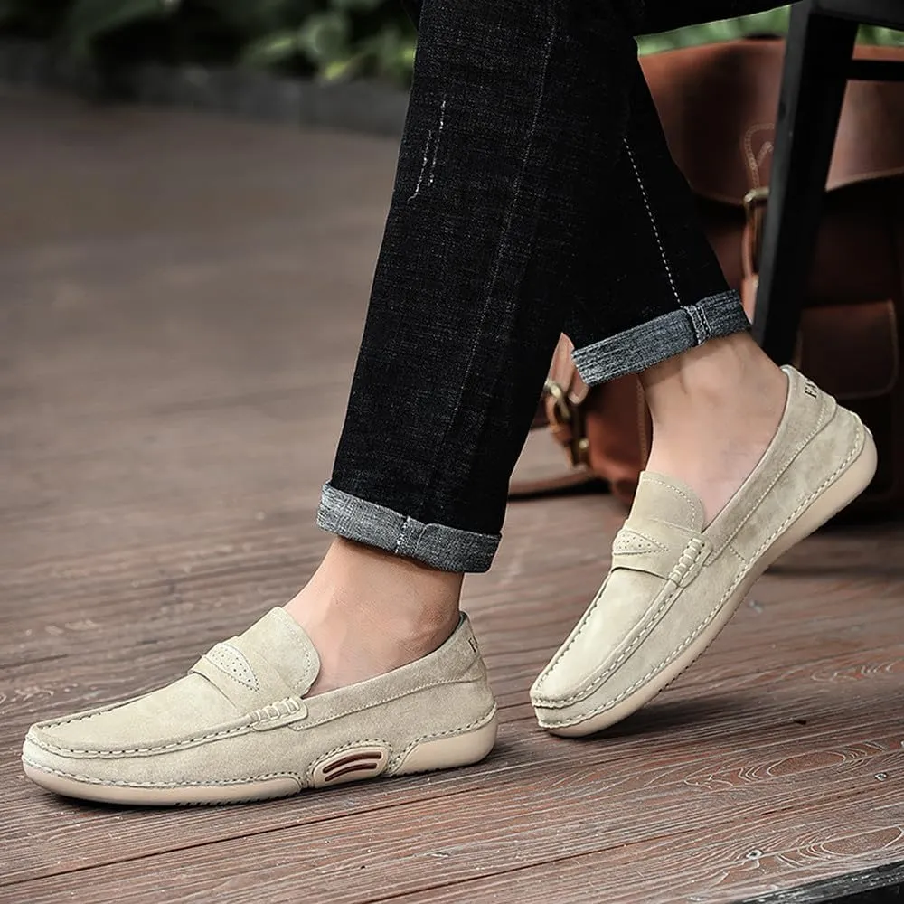 Santimon Men's Penny Loafers Driving Shoes Knit Moccasin Slip-on Loafer Breathable Soft Sole Walking Shoes