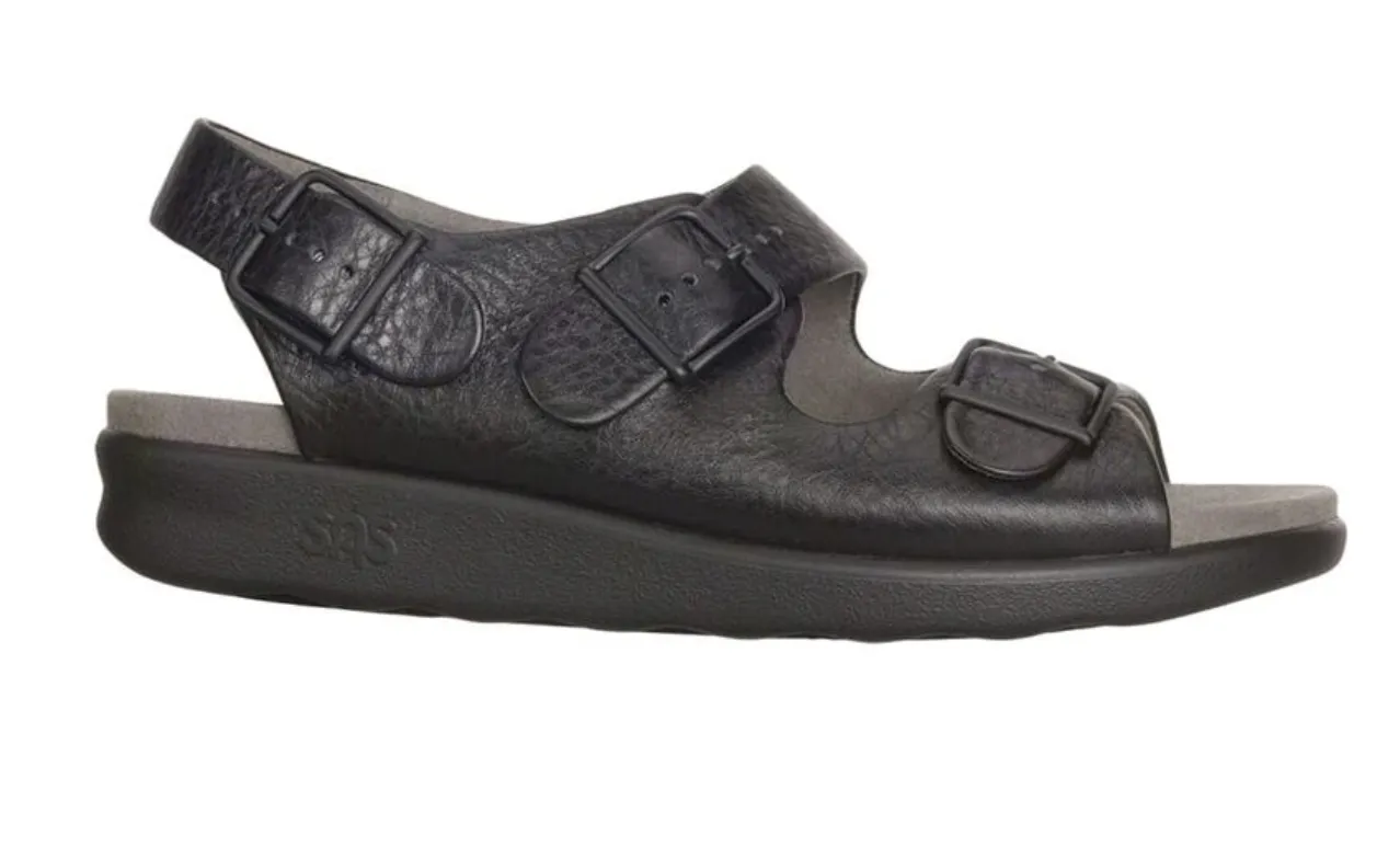 SAS Black Relaxed Heel Strap Sandal