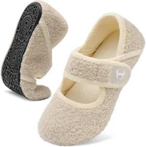 Scurtain Comfy House Slippers for Women Men Wide Diabetic Sock Slippers Soft Slip On Slippers Cozy Barefoot House Shoes