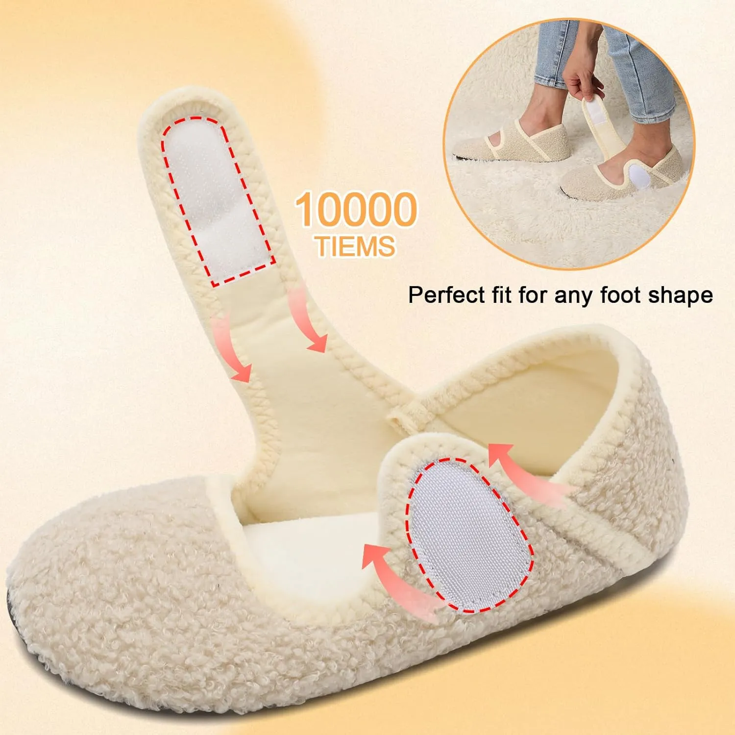 Scurtain Comfy House Slippers for Women Men Wide Diabetic Sock Slippers Soft Slip On Slippers Cozy Barefoot House Shoes