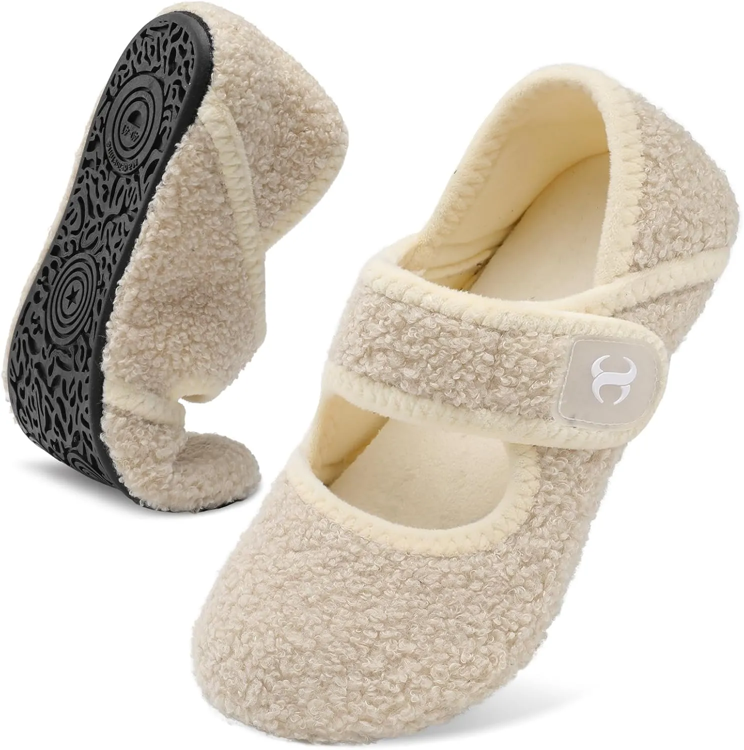 Scurtain Comfy House Slippers for Women Men Wide Diabetic Sock Slippers Soft Slip On Slippers Cozy Barefoot House Shoes