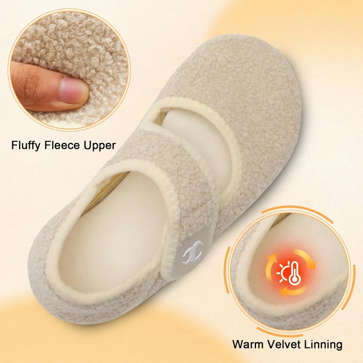 Scurtain Comfy House Slippers for Women Men Wide Diabetic Sock Slippers Soft Slip On Slippers Cozy Barefoot House Shoes