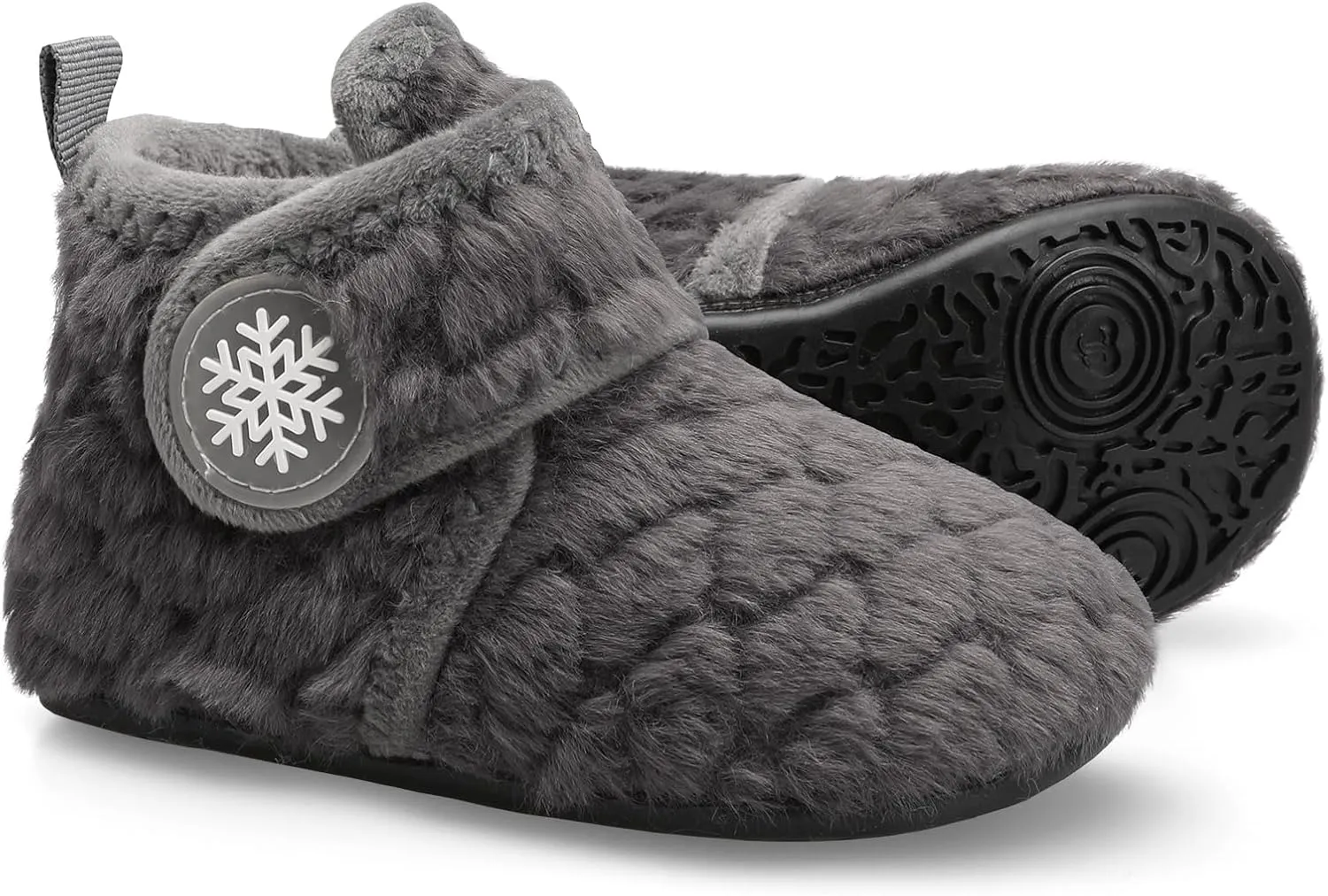 Scurtain Unisex Kids Toddler Slippers Socks Artificial Woolen Slippers with Non-slip Rubber Sole