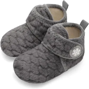 Scurtain Unisex Kids Toddler Slippers Socks Artificial Woolen Slippers with Non-slip Rubber Sole