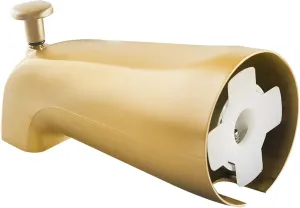 SENTO Slip On Gold Universal Bathroom Tub Spout with Diverter, Durable Heavy Duty Metal Bathtub Faucet with Shower Diverter - 4 Inches 1/2" Copper Pipe, Satin Bras