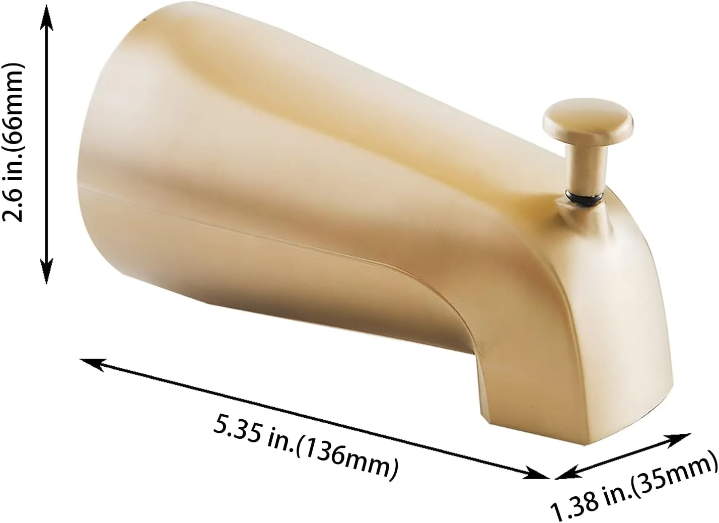 SENTO Slip On Gold Universal Bathroom Tub Spout with Diverter, Durable Heavy Duty Metal Bathtub Faucet with Shower Diverter - 4 Inches 1/2" Copper Pipe, Satin Bras