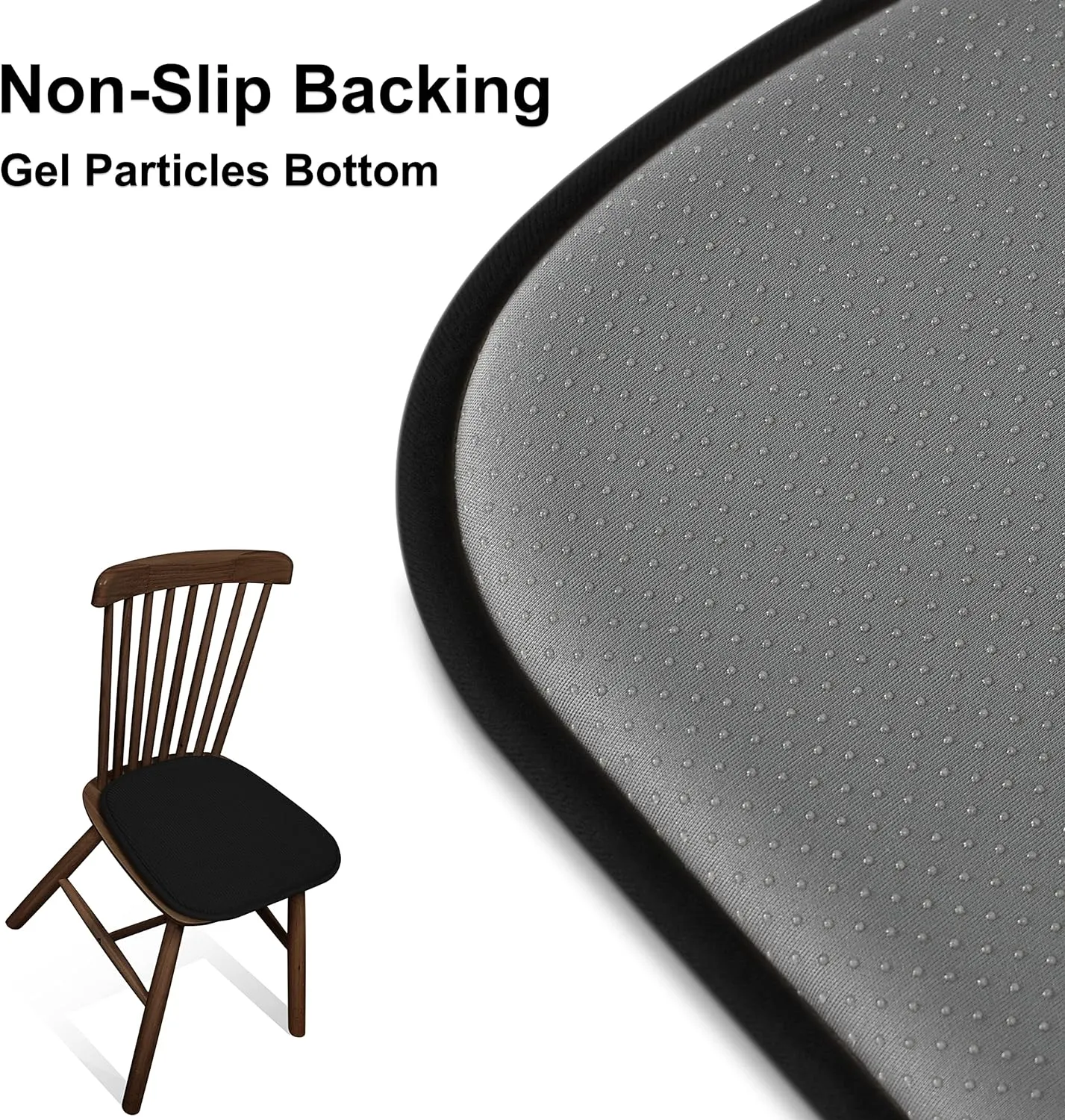 Shinnwa Dining Chair Cushions 2 Pack, Non Slip Indoor Chair Pads, U-Shaped Kitchen Seat Cushions, Set of 2, 15 x 16 Inches, Black