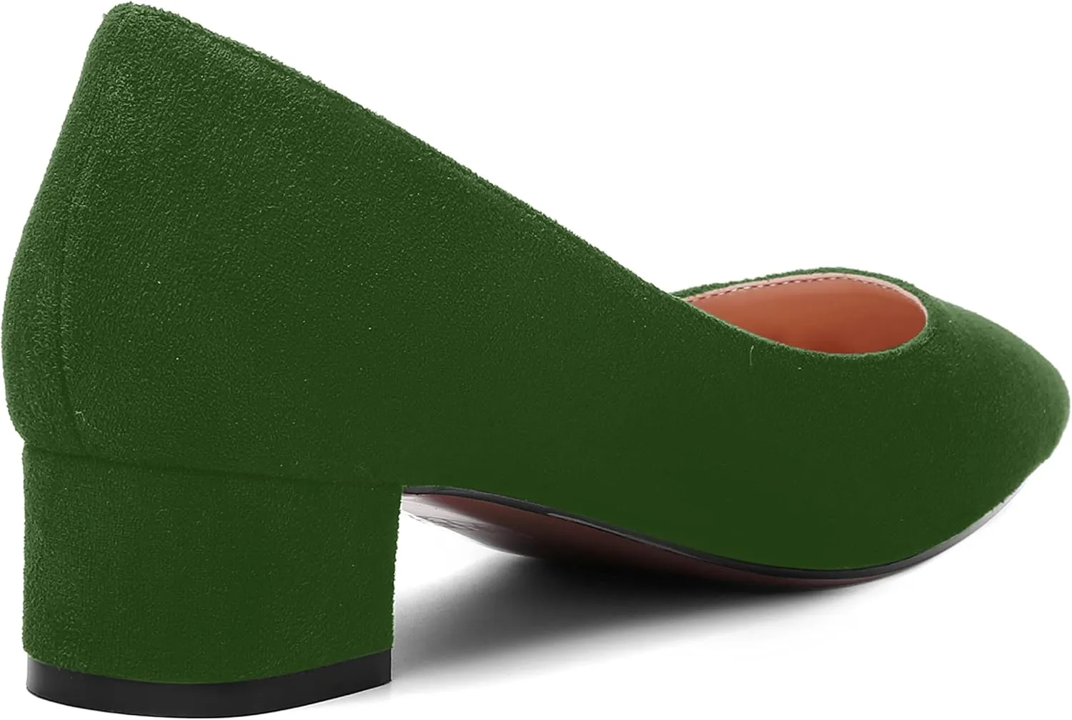 SHOWFOREST Womens Business Slip On Formal Suede Pointed Toe Solid Thick Chunky Low Heel Pumps Shoes 1.5 Inch