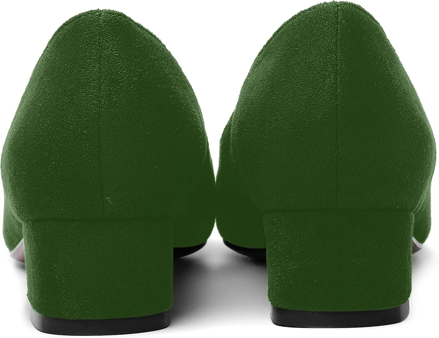 SHOWFOREST Womens Business Slip On Formal Suede Pointed Toe Solid Thick Chunky Low Heel Pumps Shoes 1.5 Inch