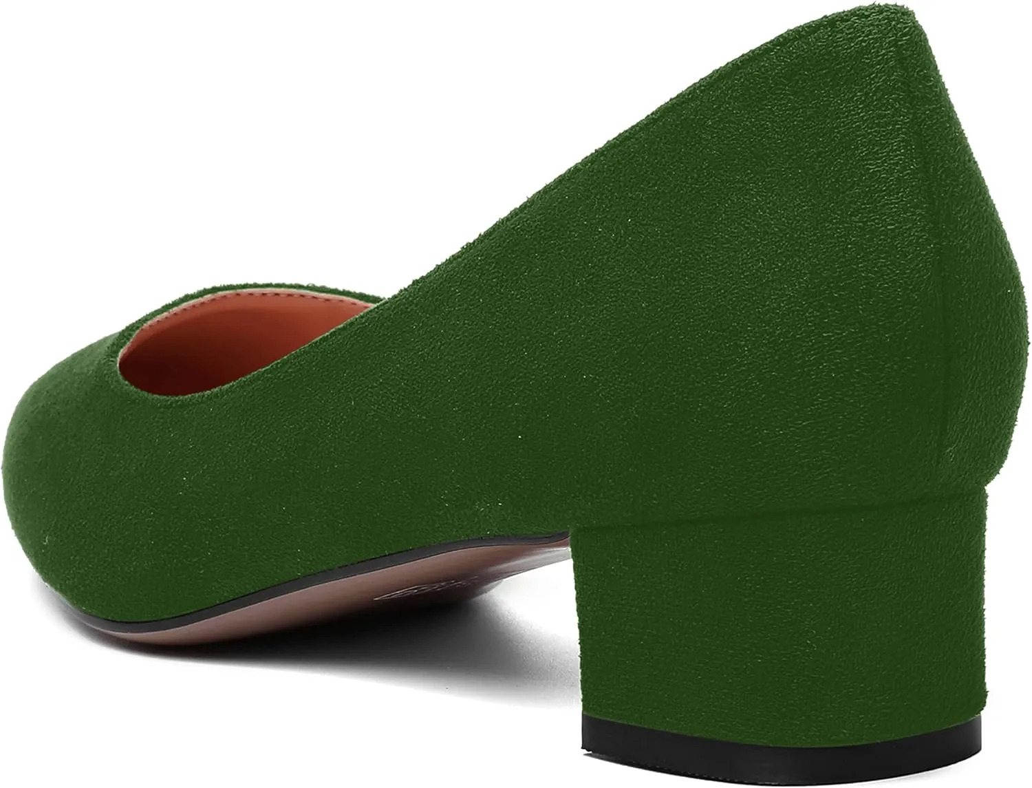 SHOWFOREST Womens Business Slip On Formal Suede Pointed Toe Solid Thick Chunky Low Heel Pumps Shoes 1.5 Inch