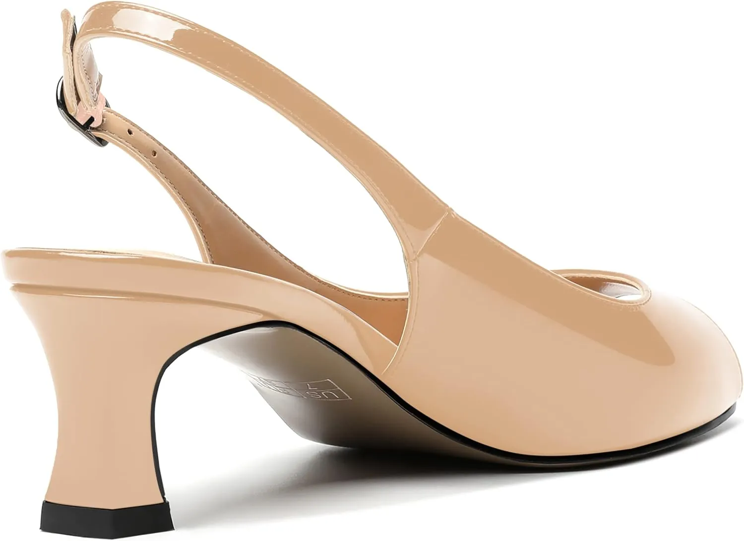 SKYSTERRY Women's Patent Dress Slip On Wedding Slingback Peep Toe Spool Low Heel Pumps Shoes 2 Inch