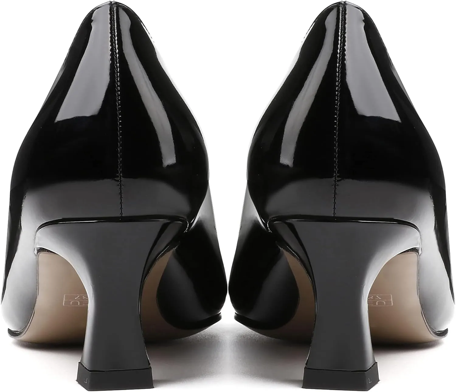 SKYSTERRY Women's Patent Kitten Round Toe Slip On Office Spool Low Heel Pumps Office Work Dress Shoes 2 Inch