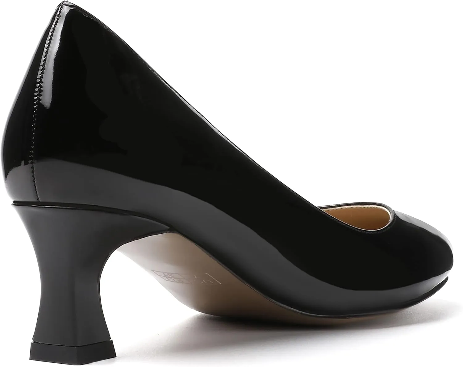 SKYSTERRY Women's Patent Kitten Round Toe Slip On Office Spool Low Heel Pumps Office Work Dress Shoes 2 Inch