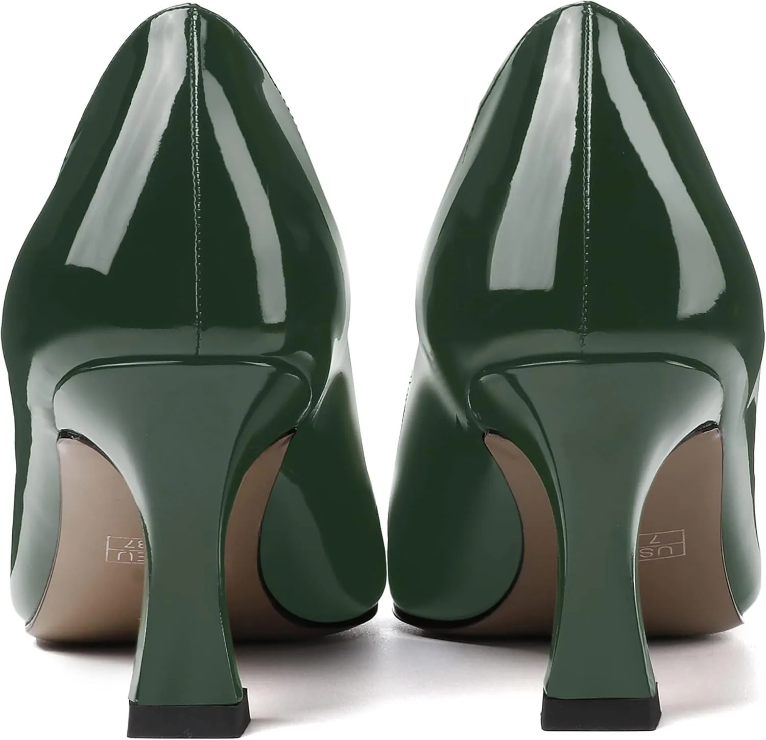 SKYSTERRY Women's Patent Office Solid Dress Slip On Square Toe Spool Mid Heel Pumps Shoes 2.5 Inch