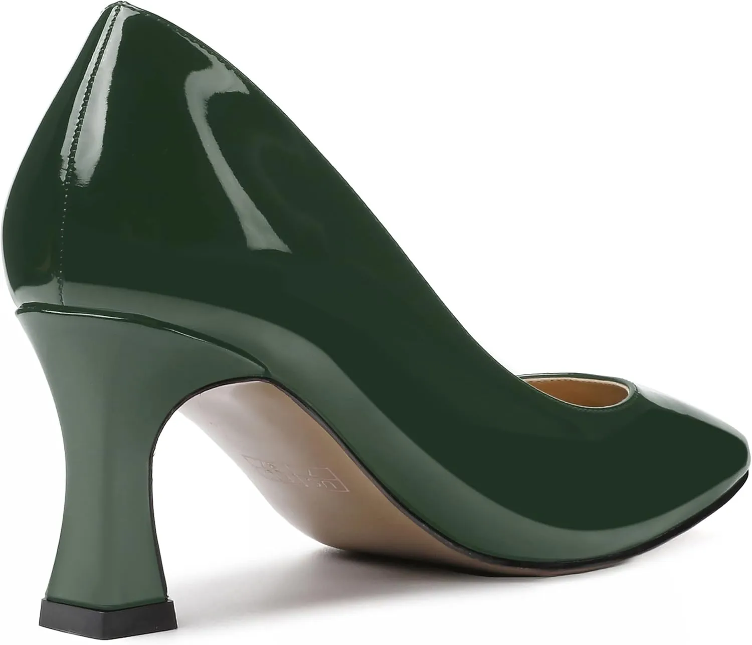 SKYSTERRY Women's Patent Office Solid Dress Slip On Square Toe Spool Mid Heel Pumps Shoes 2.5 Inch