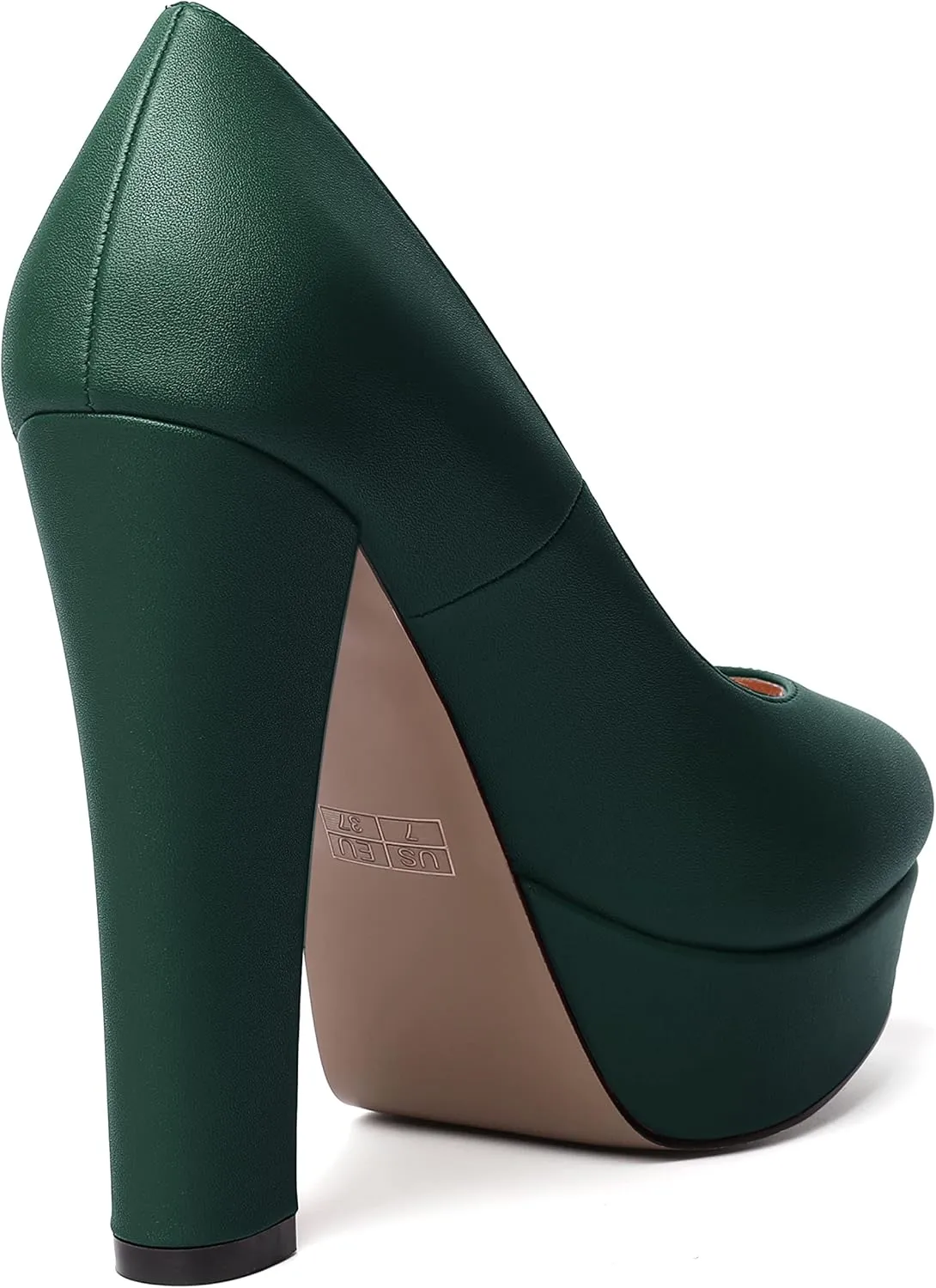 SKYSTERRY Womens Platform Dress Wedding Slip On Matte Round Toe Block High Heel Pumps Shoes 5 Inch