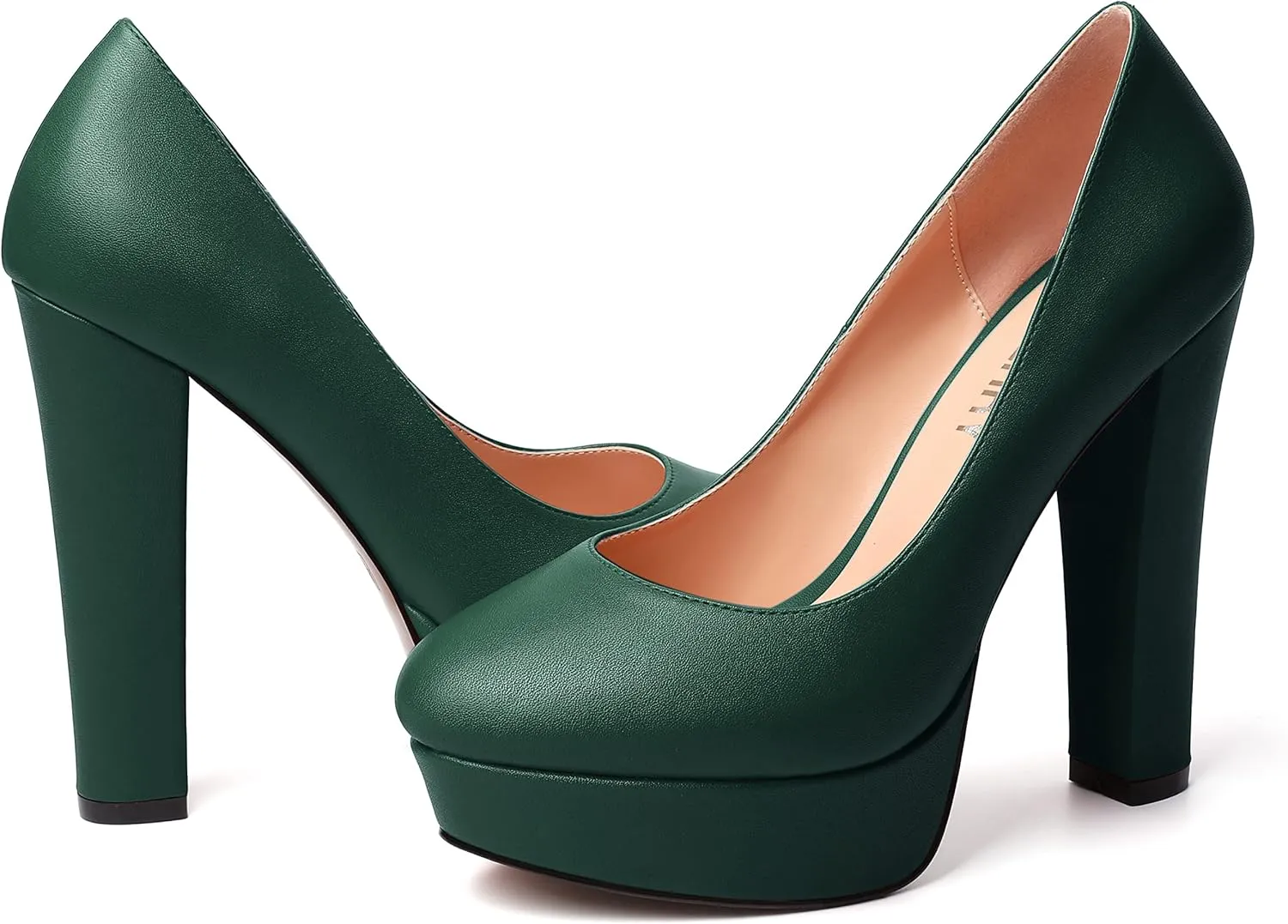 SKYSTERRY Womens Platform Dress Wedding Slip On Matte Round Toe Block High Heel Pumps Shoes 5 Inch