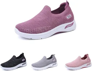 Slip Ins Womens Orthopedic Sneakers，Breathable Lightweight with Arch Support Slip on Walking Shoes Women's Soft Knitted Fabric Mesh Casual Non Slip Low Top Tennis Shoes ﻿