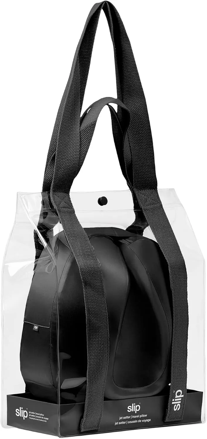 SLIP Jet Setter Travel Pillow - Black | Pure 100% Mulberry Silk | Soft & Comfortable, Ultra Soft & Comfortable - Travel Neck Pillow