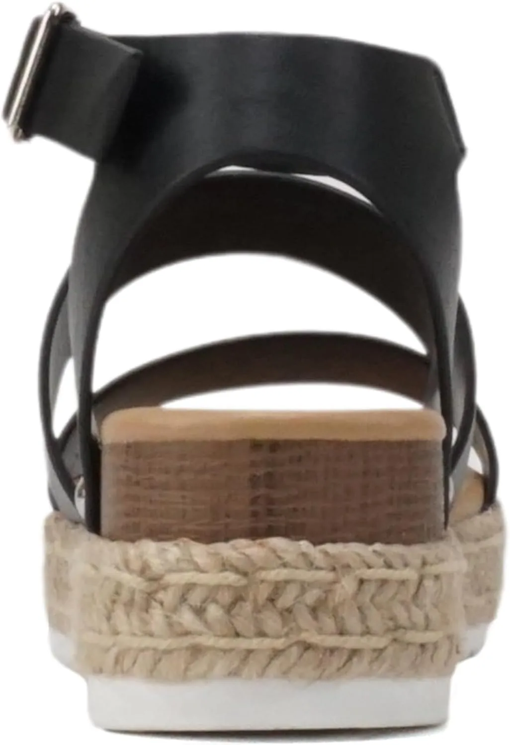 Soda BRYCE-2 Kids/Children/Girls Open Toe Two Bands Espadrille Jute Platform Wedge Casual Fashion Flatform Sandals with Buckle Ankle Strap