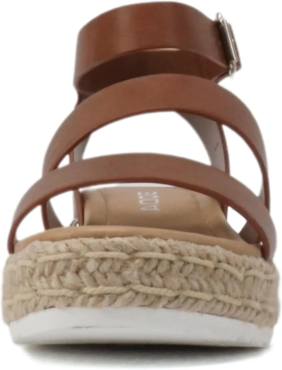 Soda BRYCE-2 Kids/Children/Girls Open Toe Two Bands Espadrille Jute Platform Wedge Casual Fashion Flatform Sandals with Buckle Ankle Strap