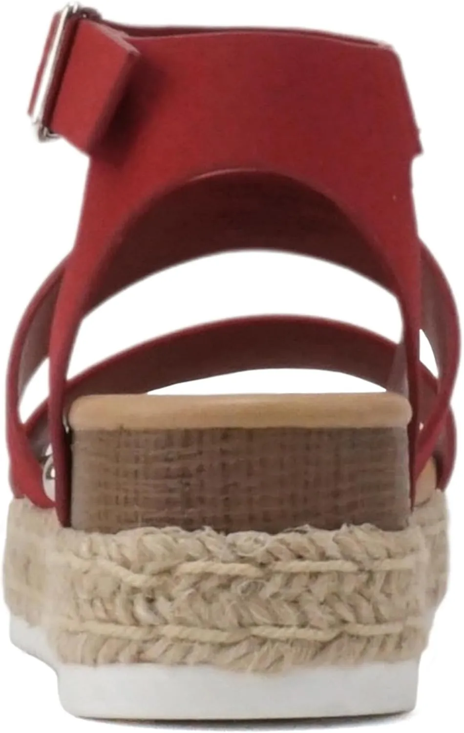 Soda BRYCE-2 Kids/Children/Girls Open Toe Two Bands Espadrille Jute Platform Wedge Casual Fashion Flatform Sandals with Buckle Ankle Strap
