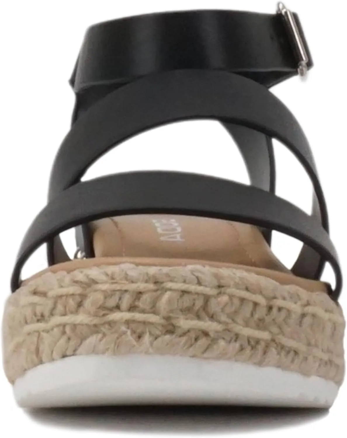 Soda BRYCE-2 Kids/Children/Girls Open Toe Two Bands Espadrille Jute Platform Wedge Casual Fashion Flatform Sandals with Buckle Ankle Strap