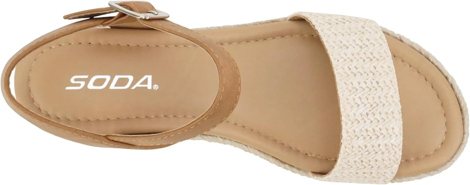 Soda CLIP ~ Women Open Toe Ankle Strap Platform Espadrille Sandal