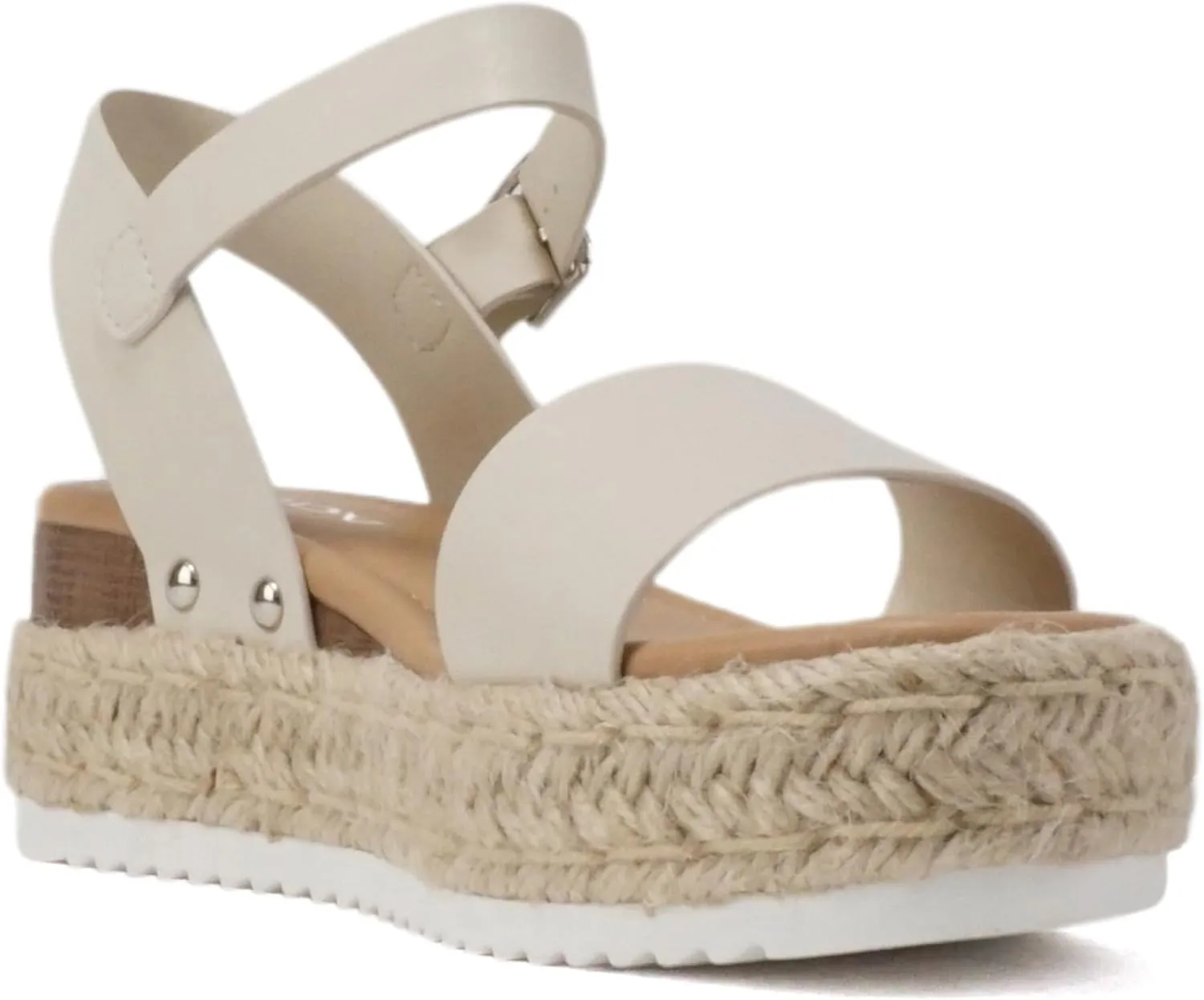 Soda CLIP ~ Women Open Toe Ankle Strap Platform Espadrille Sandal